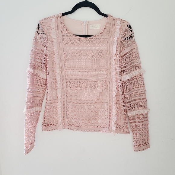 RACHEL PARCELL embroidered lace long Sleeves top - Picture 3 of 9